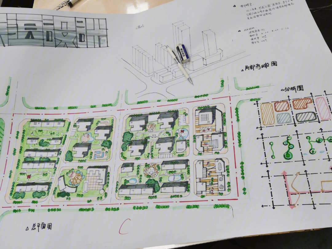 城乡规划手绘四方学员居住区快题设计