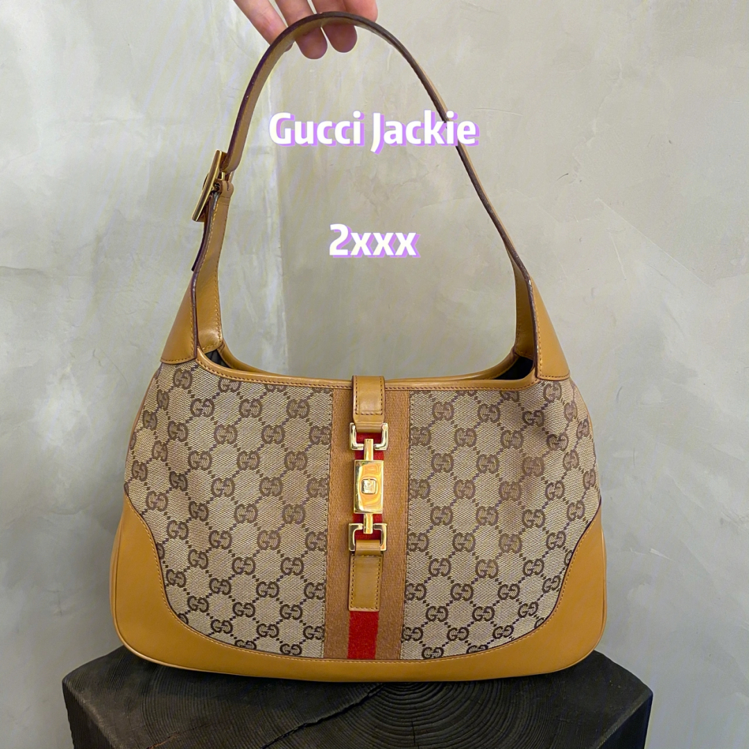 gucci古驰中古老花jackie手提腋下包