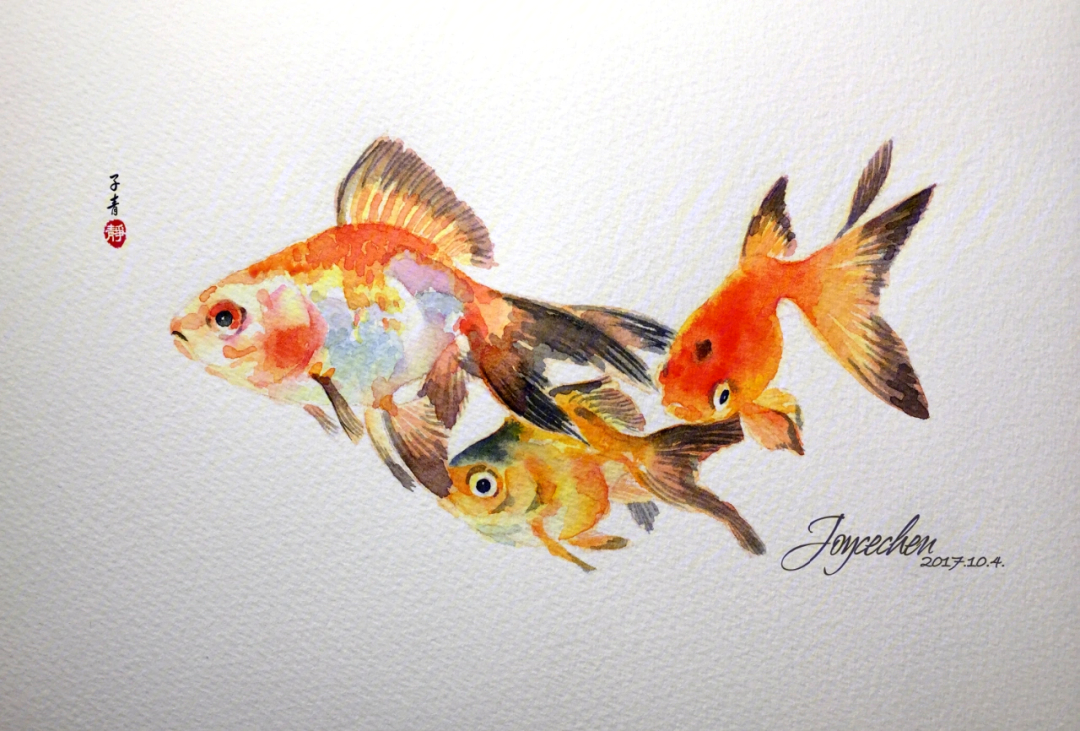 水彩金鱼画法简单图片