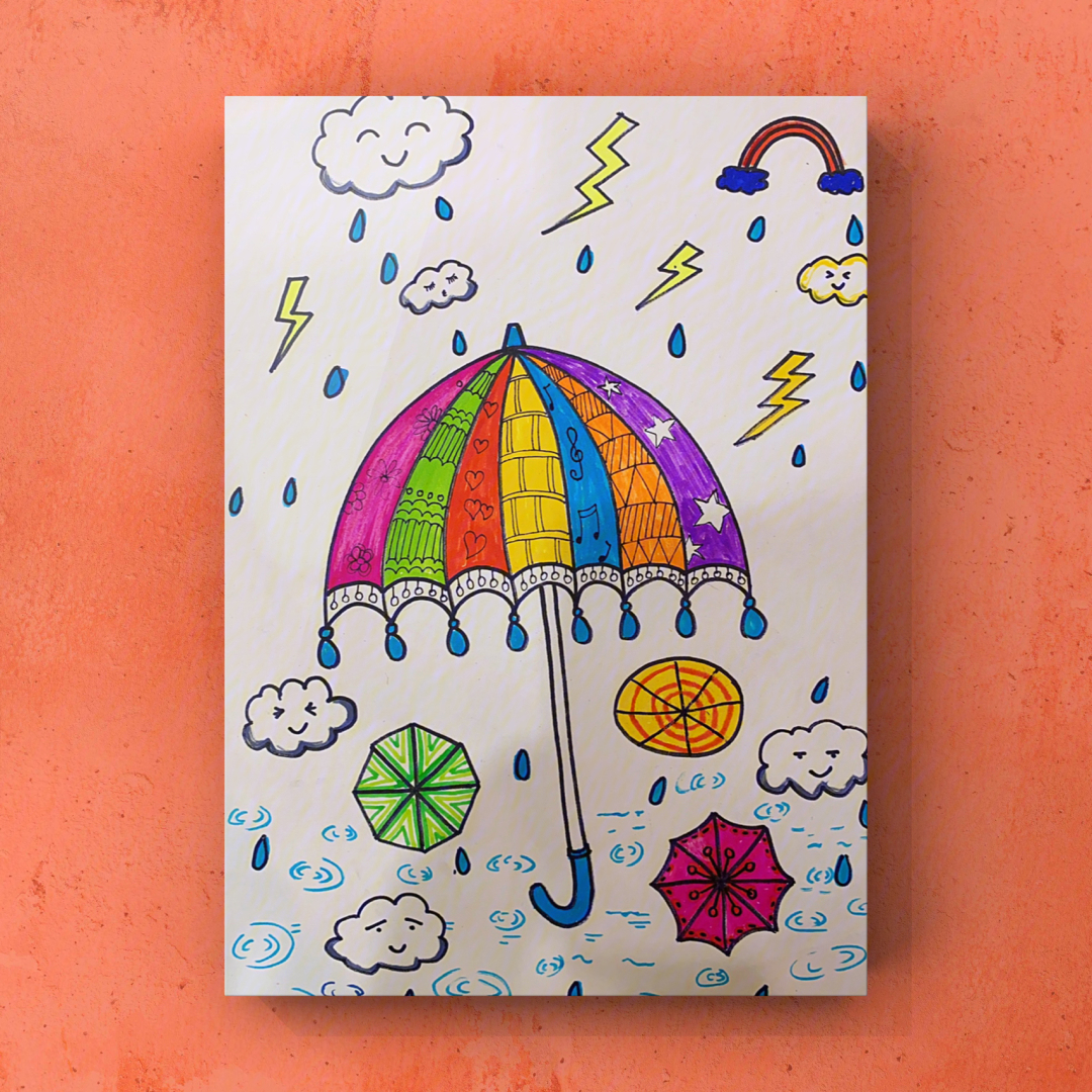 1～7岁儿童画小伞图片