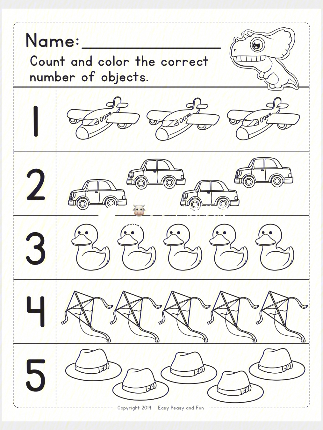 数字卡片1-10涂色图片