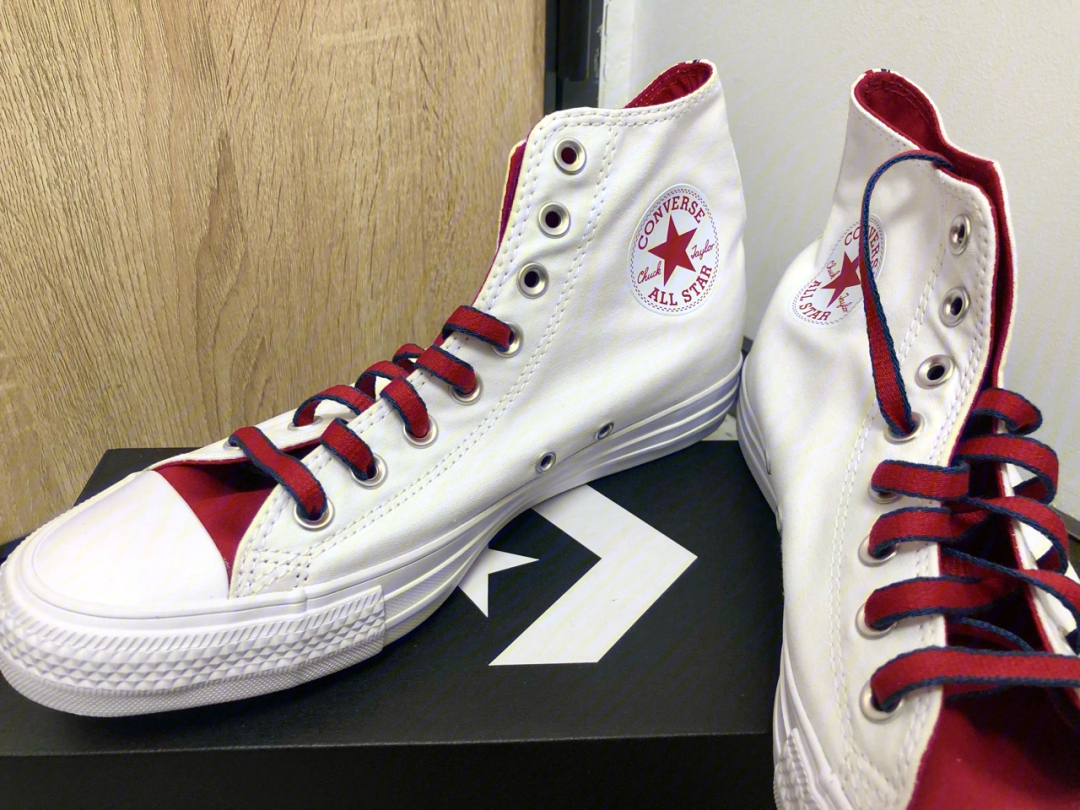 converse匡威allstar红白高帮帆布鞋