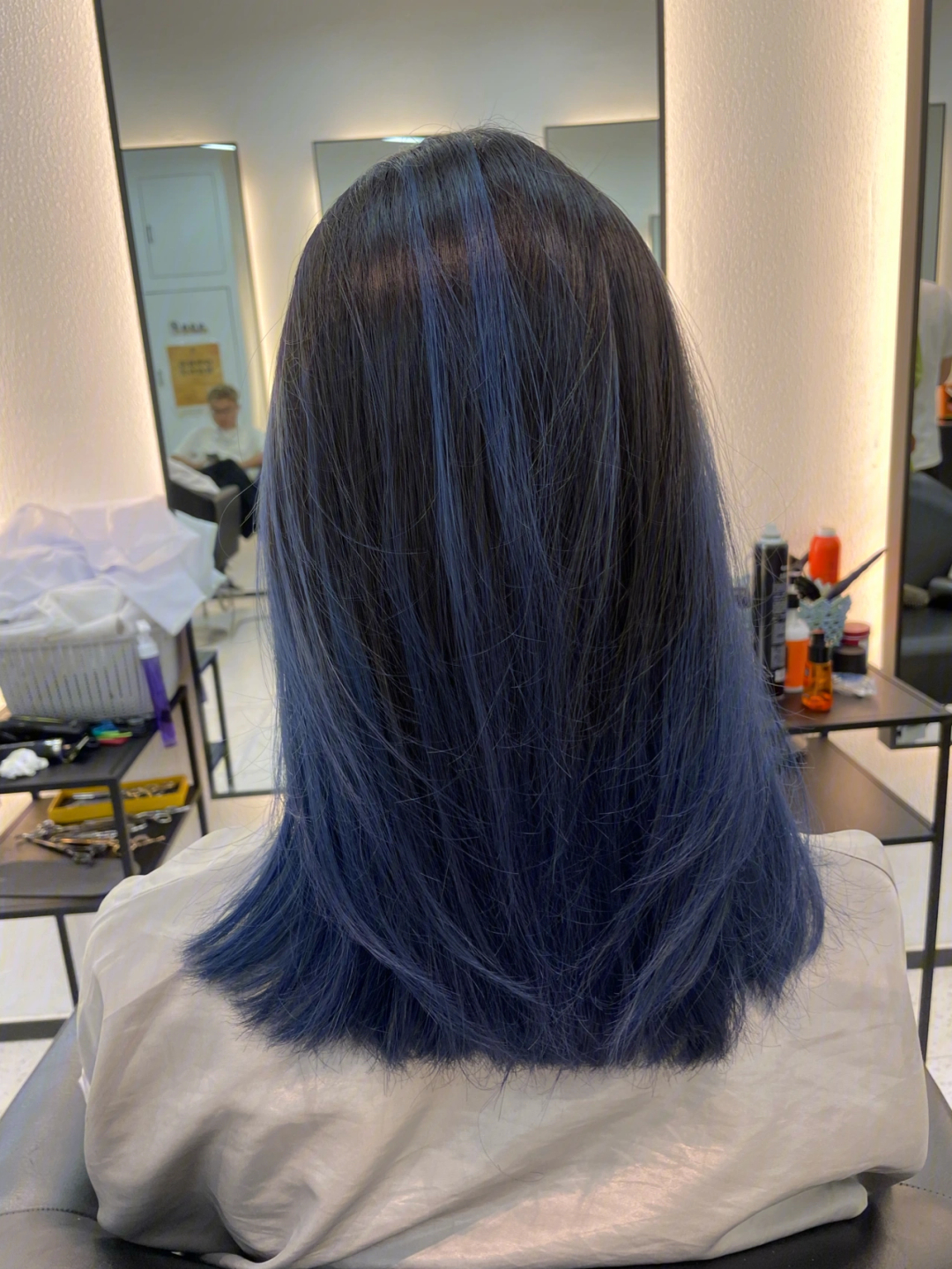 发尾漂染记录蓝发掉色过程