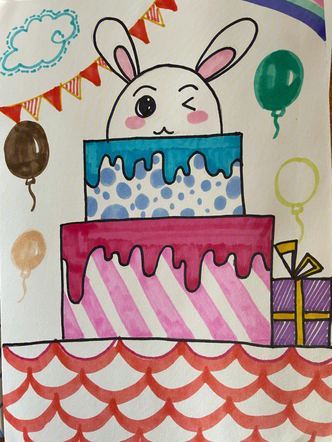 绘画生日蛋糕 女孩图片