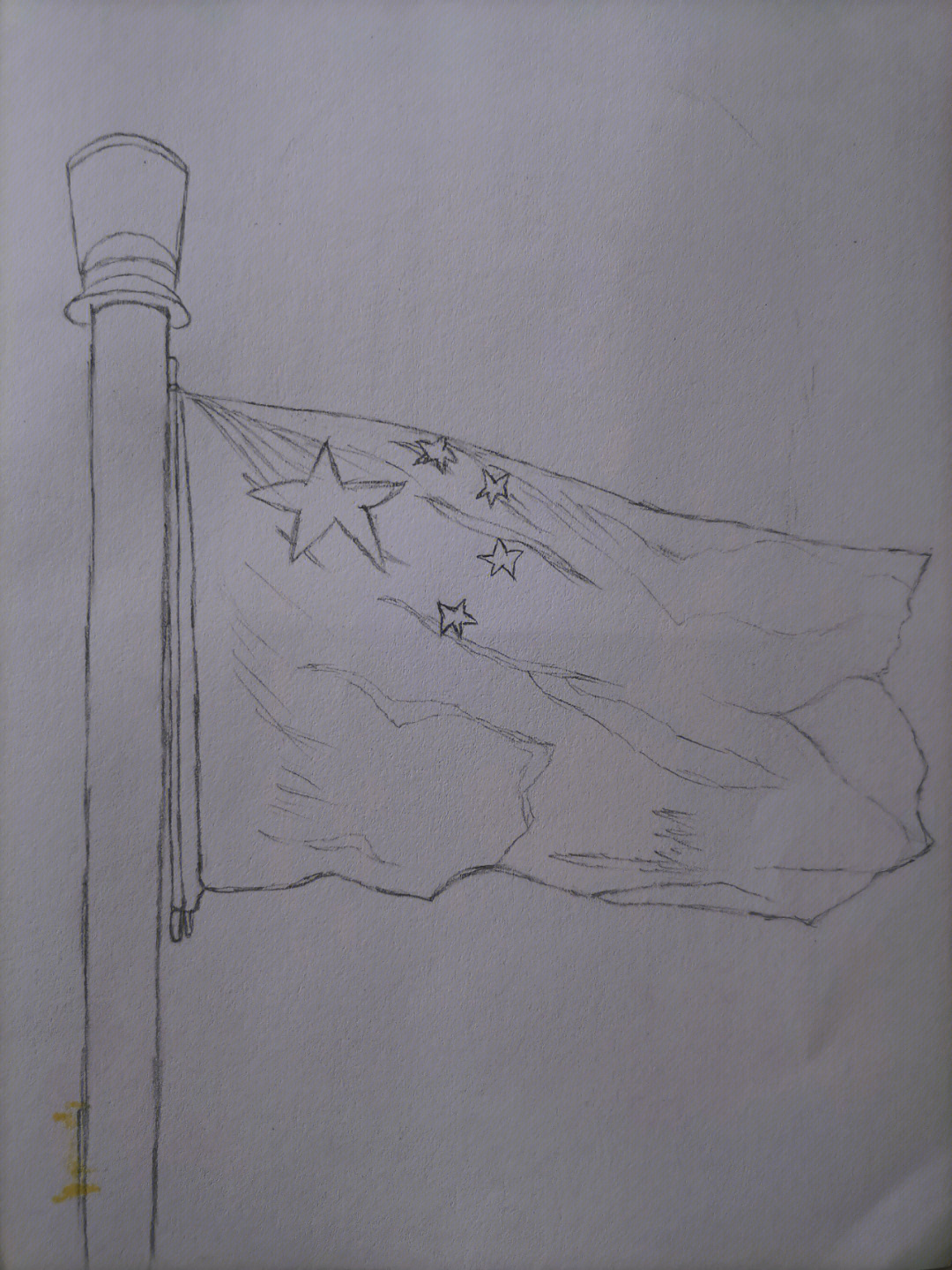 素描飘动的国旗图片