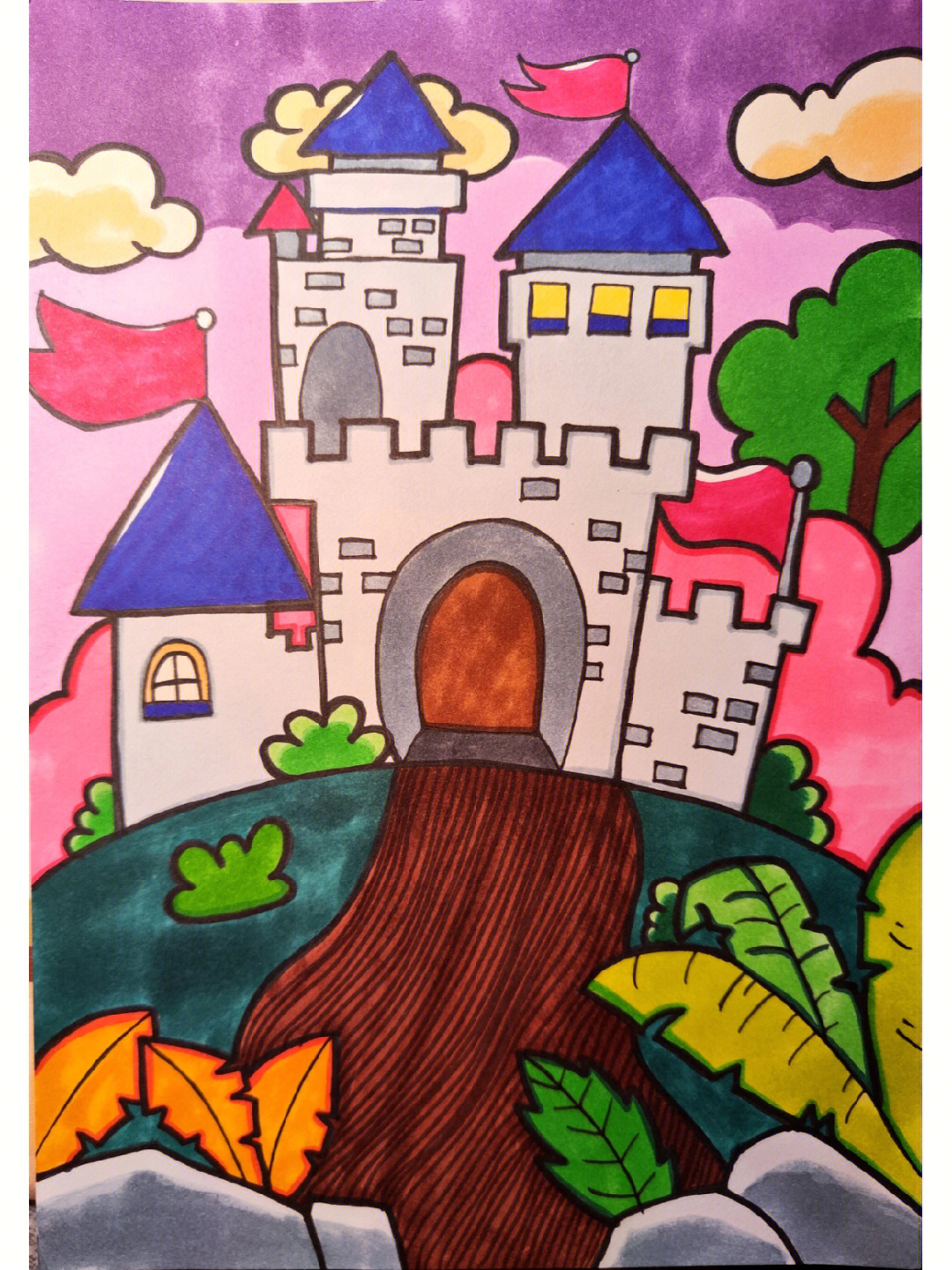 城堡画一等奖.四年级图片