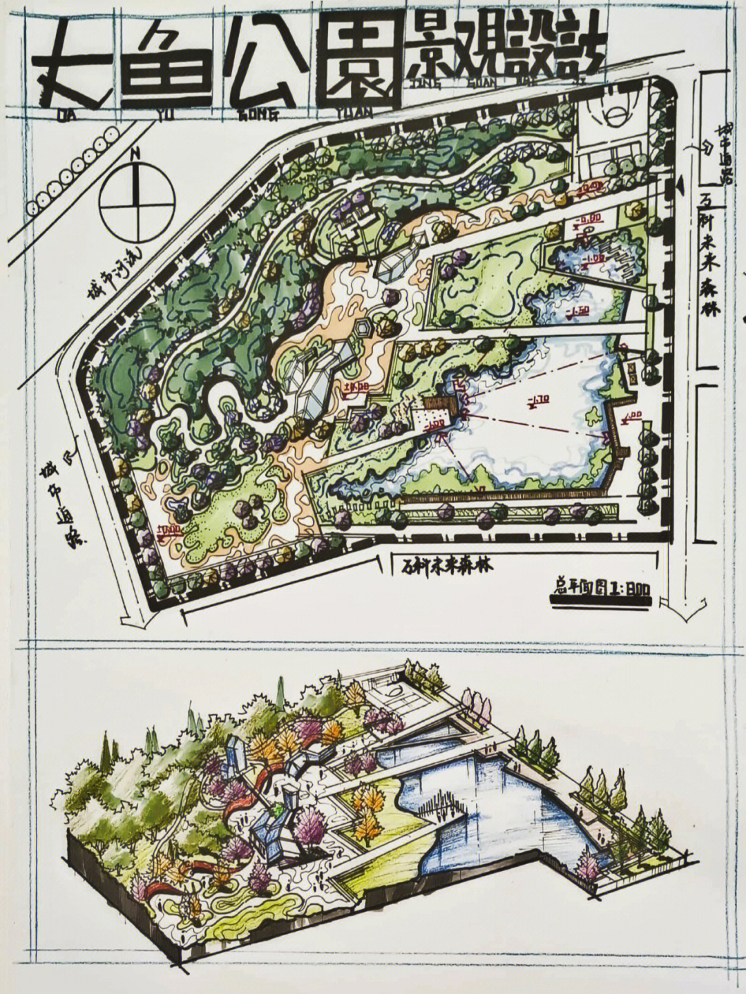 大鱼公园平面图手绘图片