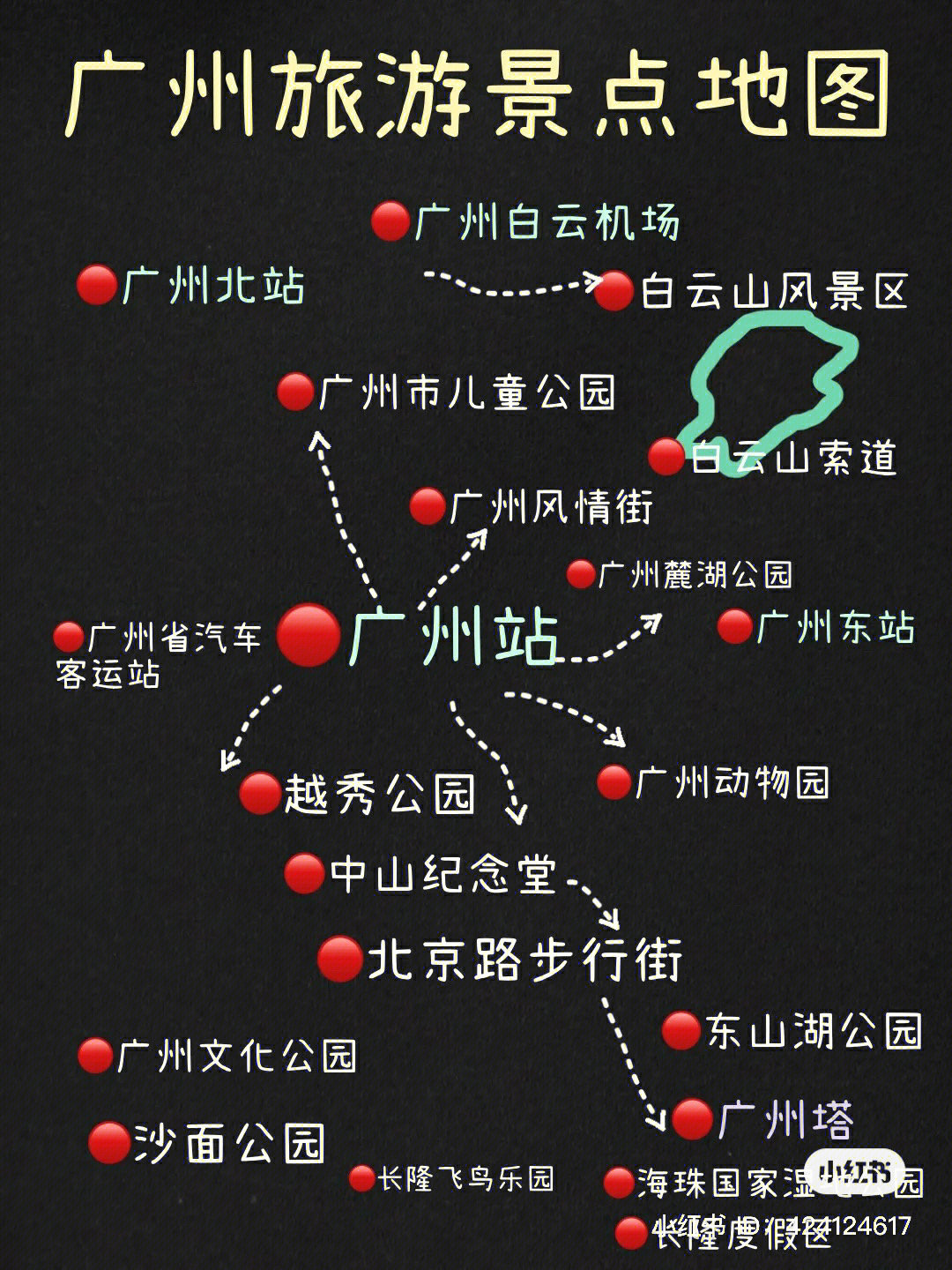 全网最全广州旅游美食攻略手绘景区地铁地图