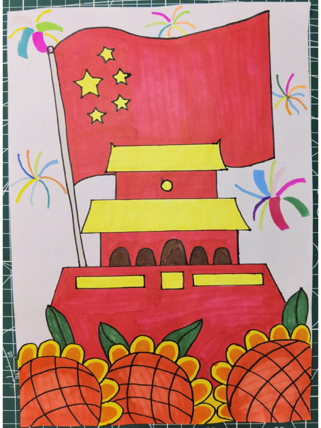 创意美术#儿童简笔画#国庆节主题绘画