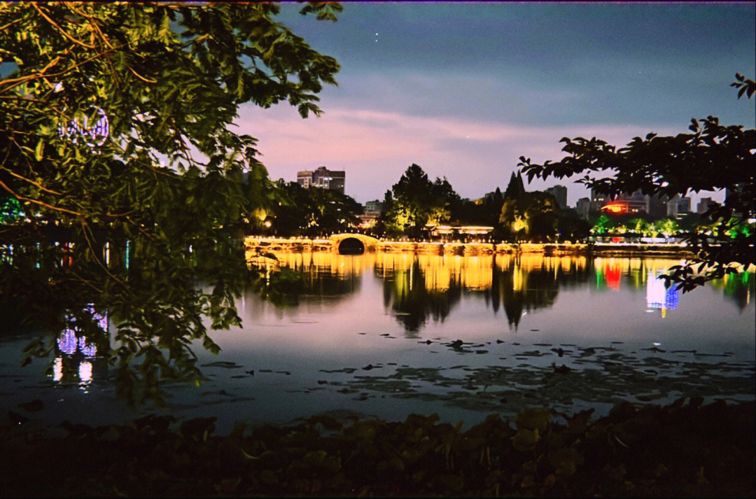 甘棠湖夜景图片