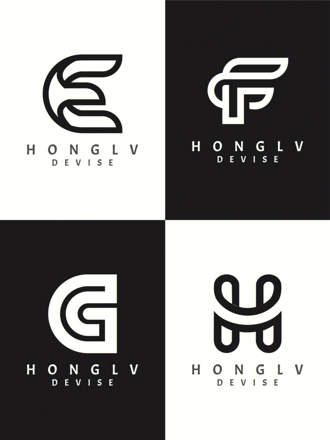 abcd字母logo设计立体黑白标志商标三维