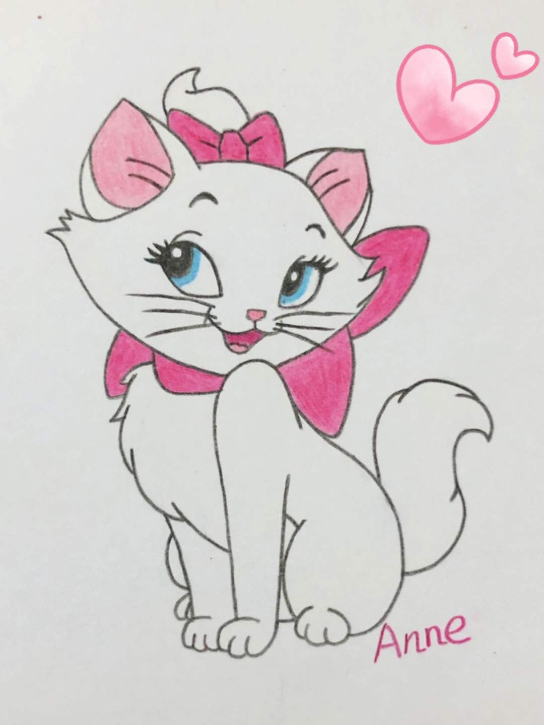 简笔画小猫咪可爱动物彩铅画教程