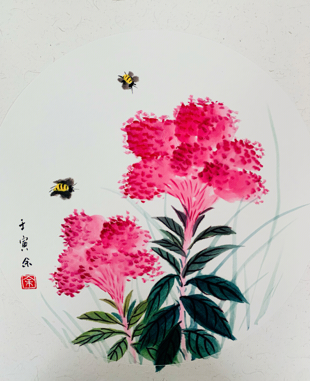 国画鸡冠花