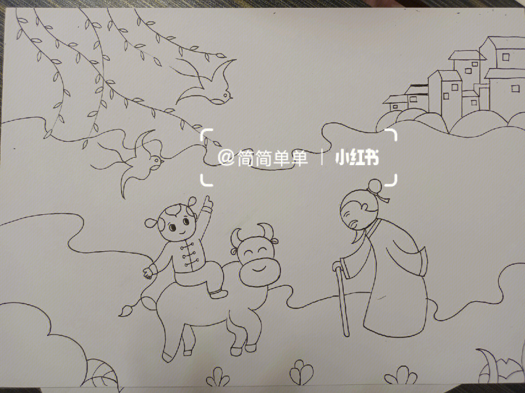 清明诗配画简笔画大全图片