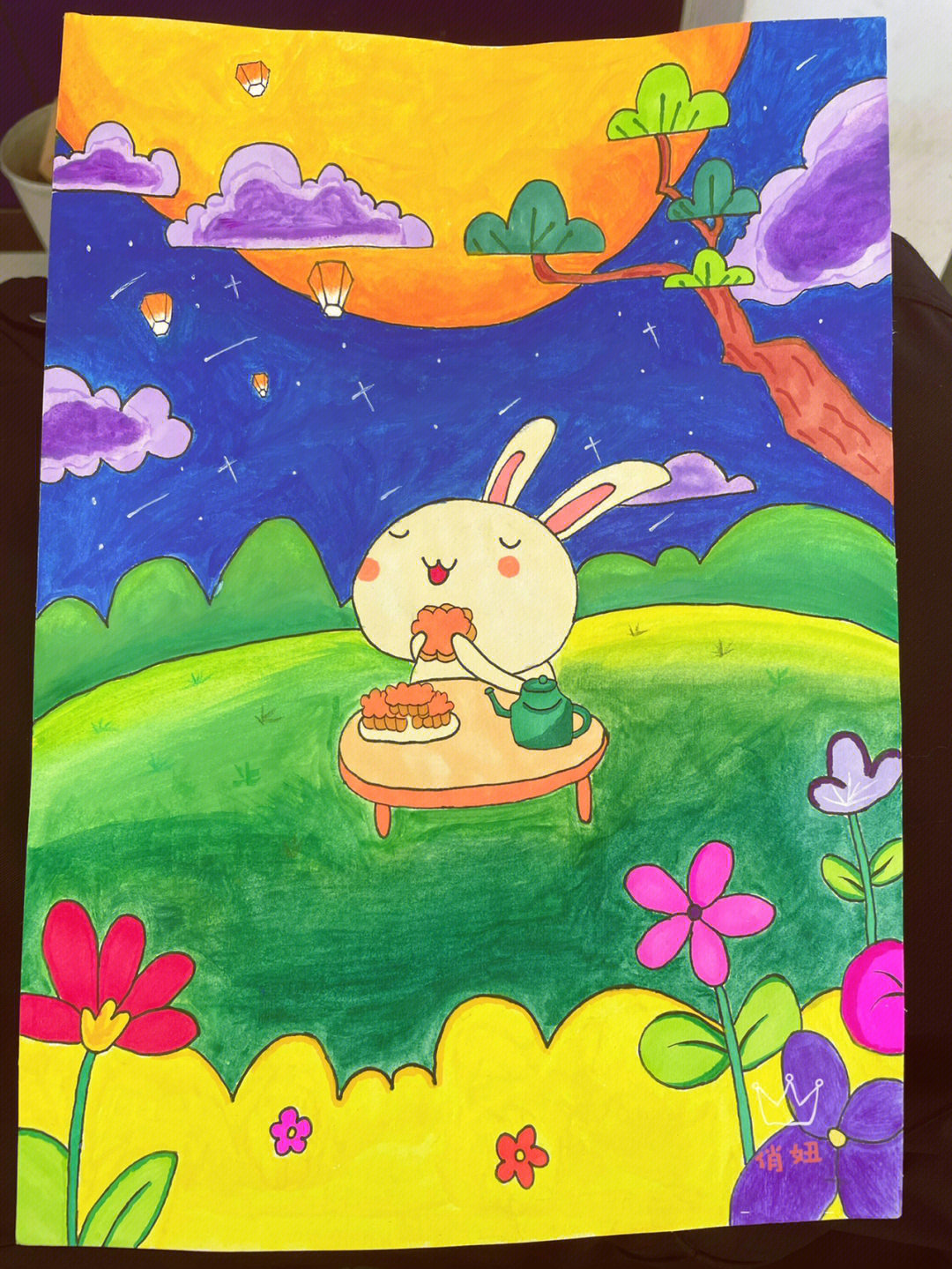 创意儿童画#创意美术儿童画#创意美术#中秋節快樂#画画
