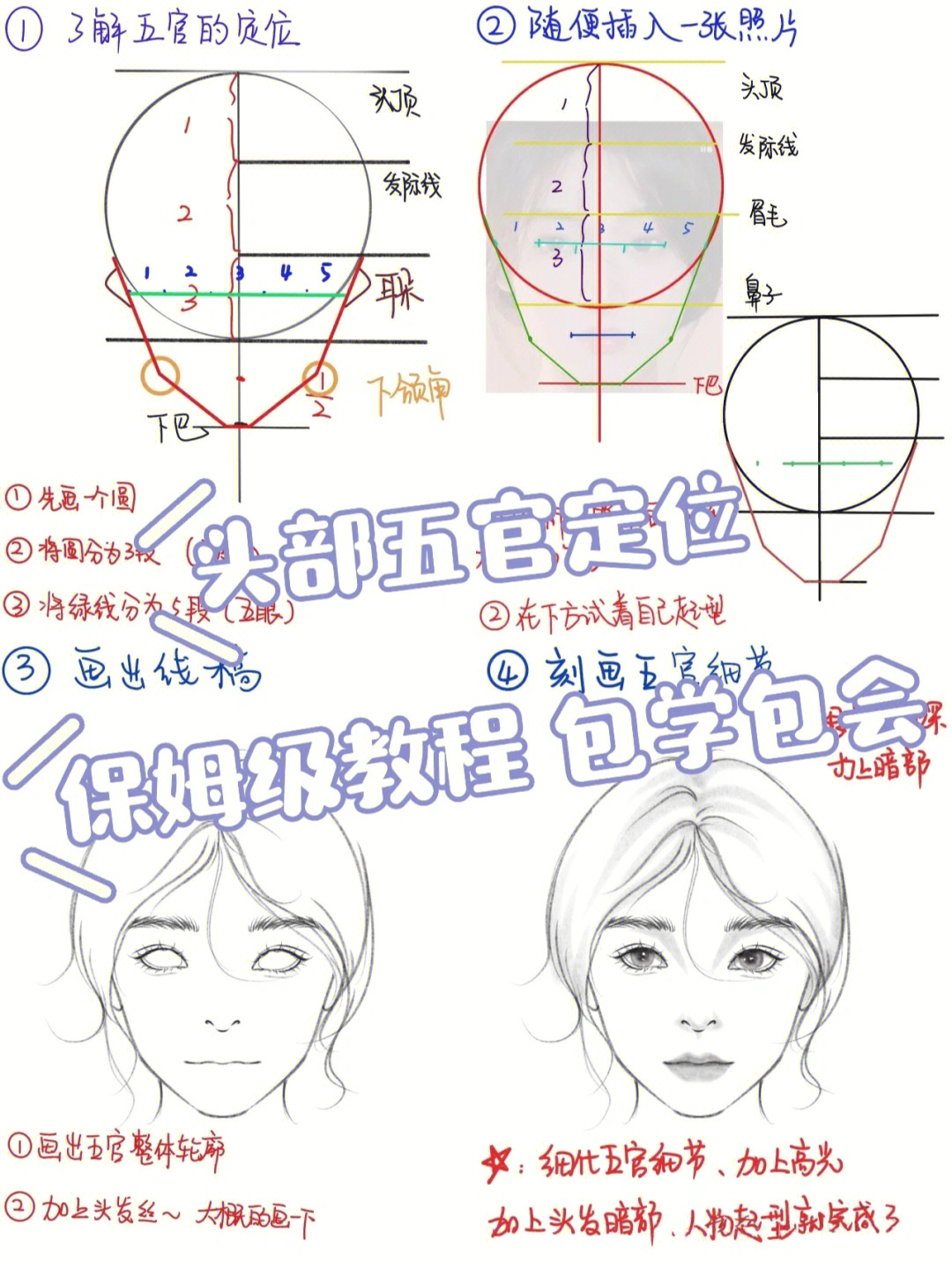 初一美术三庭五眼图片图片