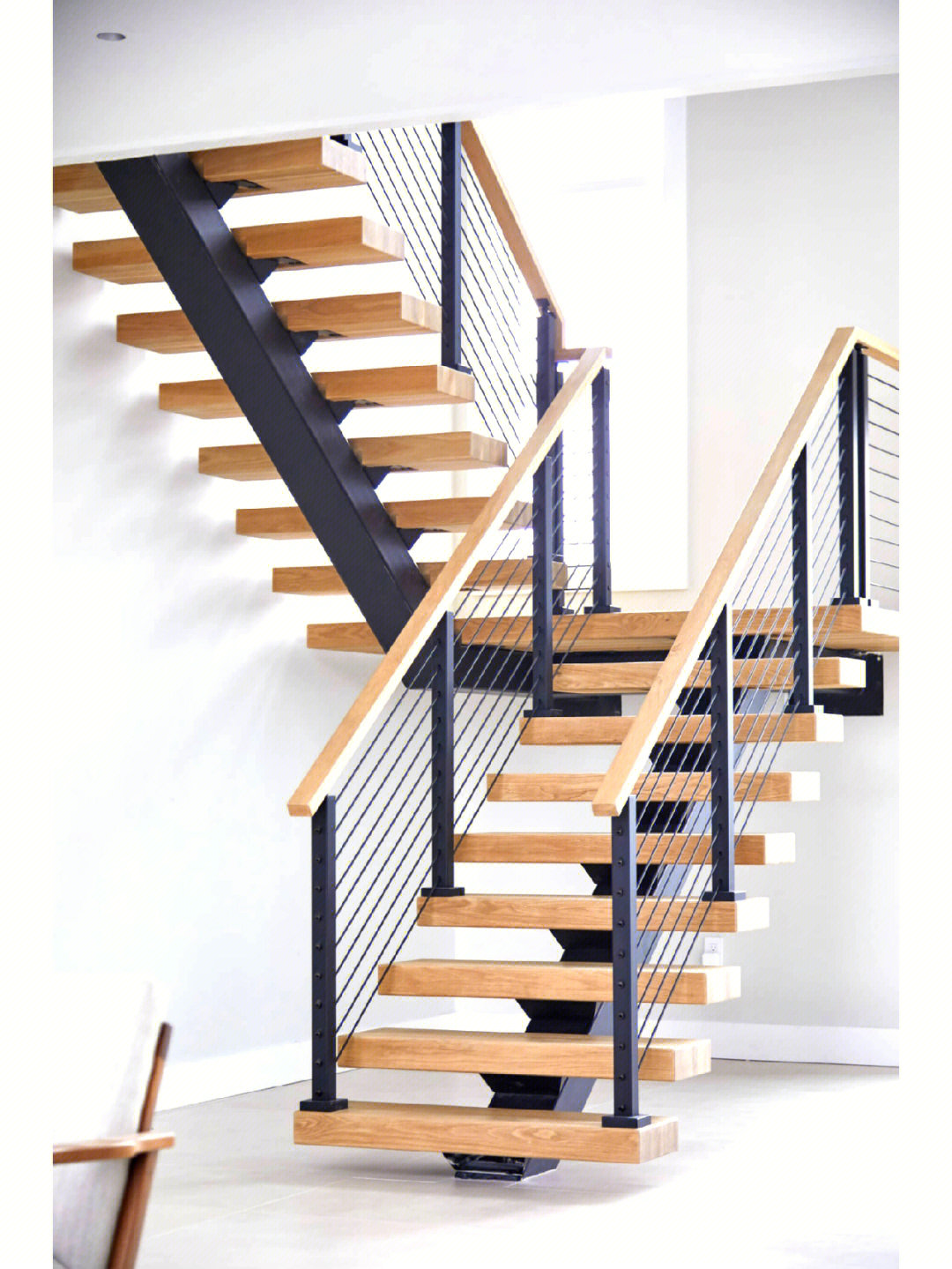 六步转角楼梯钢木楼梯图片