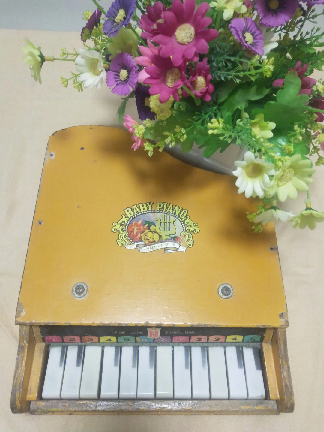 这个小小的木琴呢,是爸爸在百货公司给我买的第一件六一儿童节礼物