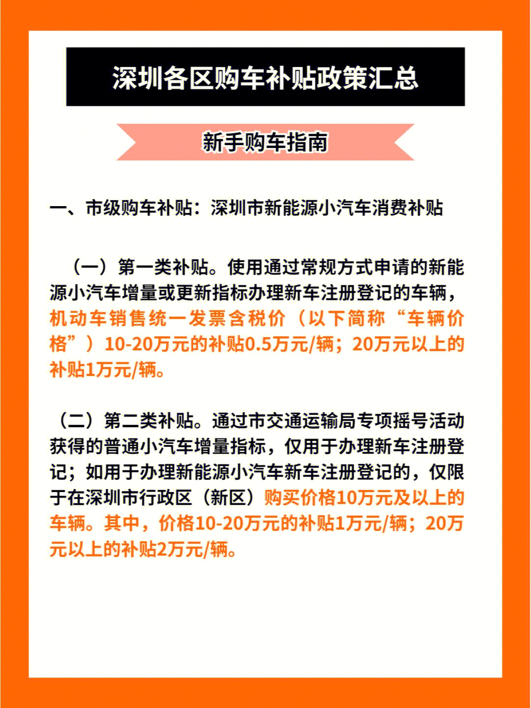 深圳各区购车补贴信息汇总买车千万别错过