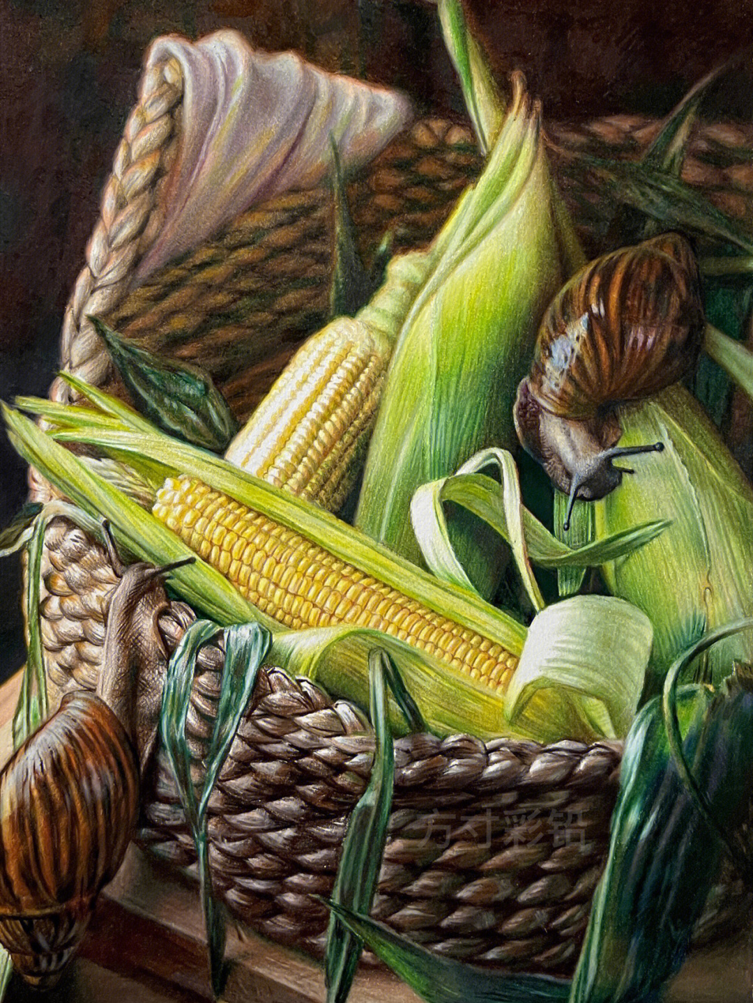玉米的画法彩铅图片