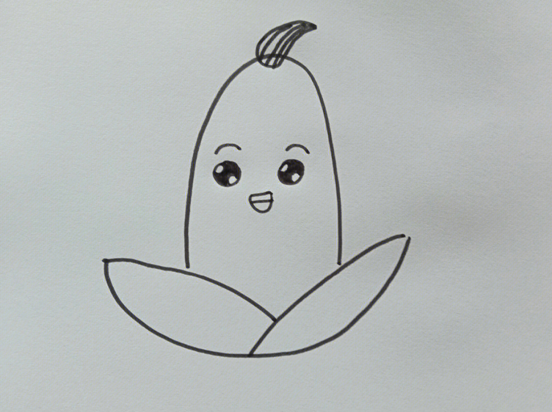 可爱的小玉米简笔画节约粮食从我做起