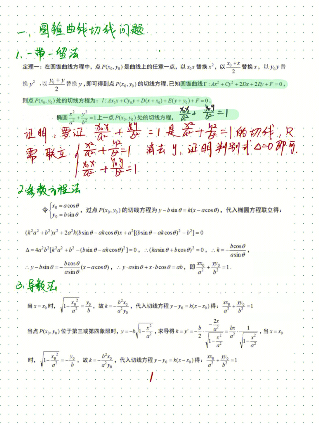 圆锥曲线切线方程公式和阿基米德三角形上