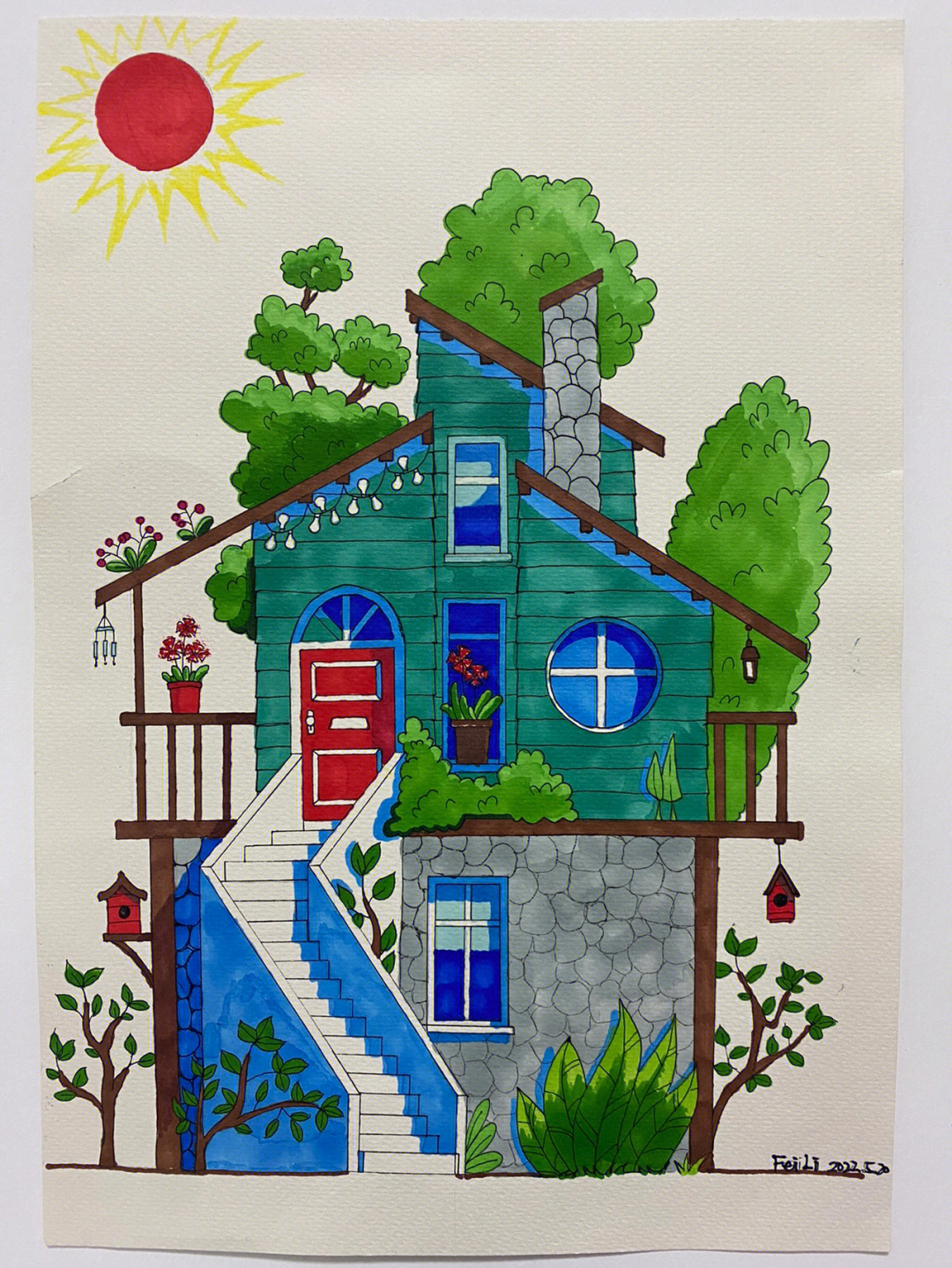 三年级画画房子图片