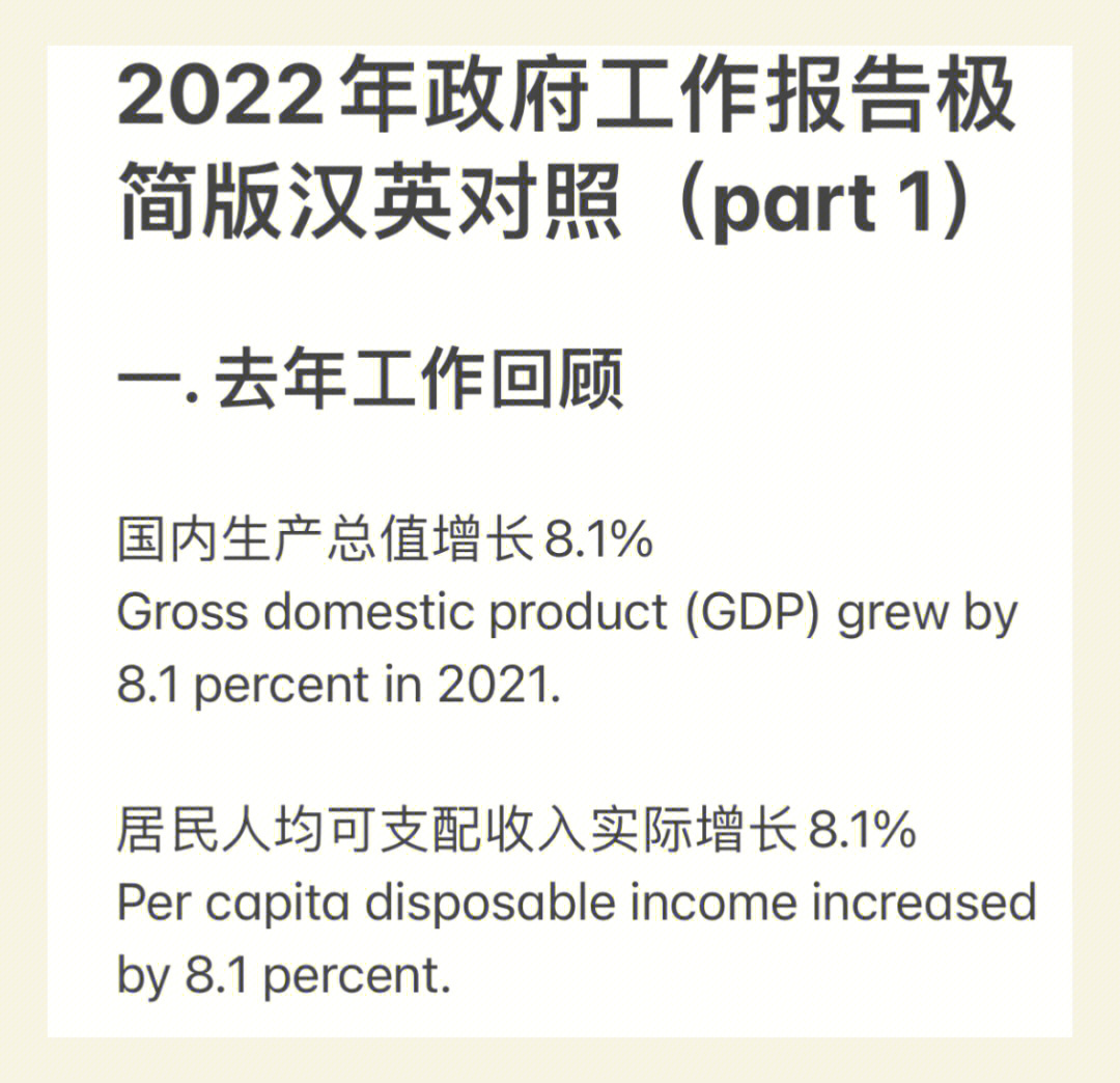 2022年政府工作报告极简版汉英对照1