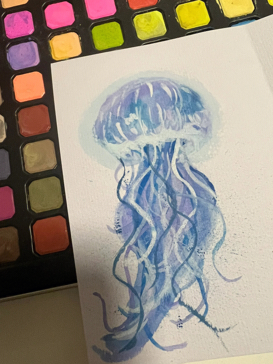 水母怎么画油画棒图片