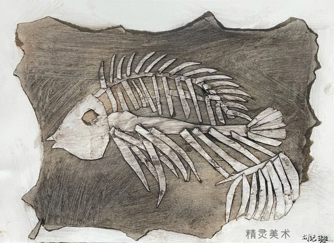 剪贴擦色油墨版画