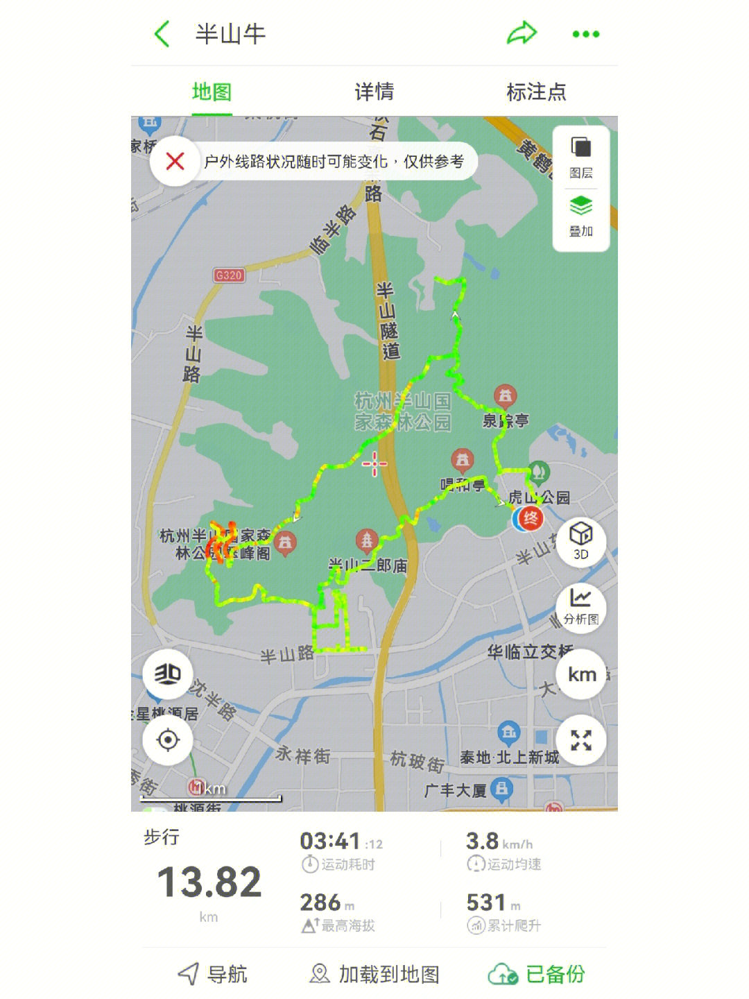 杭州半山公园徒步路线图片