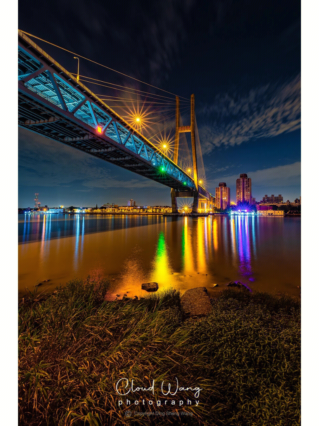 闵浦大桥夜景图片