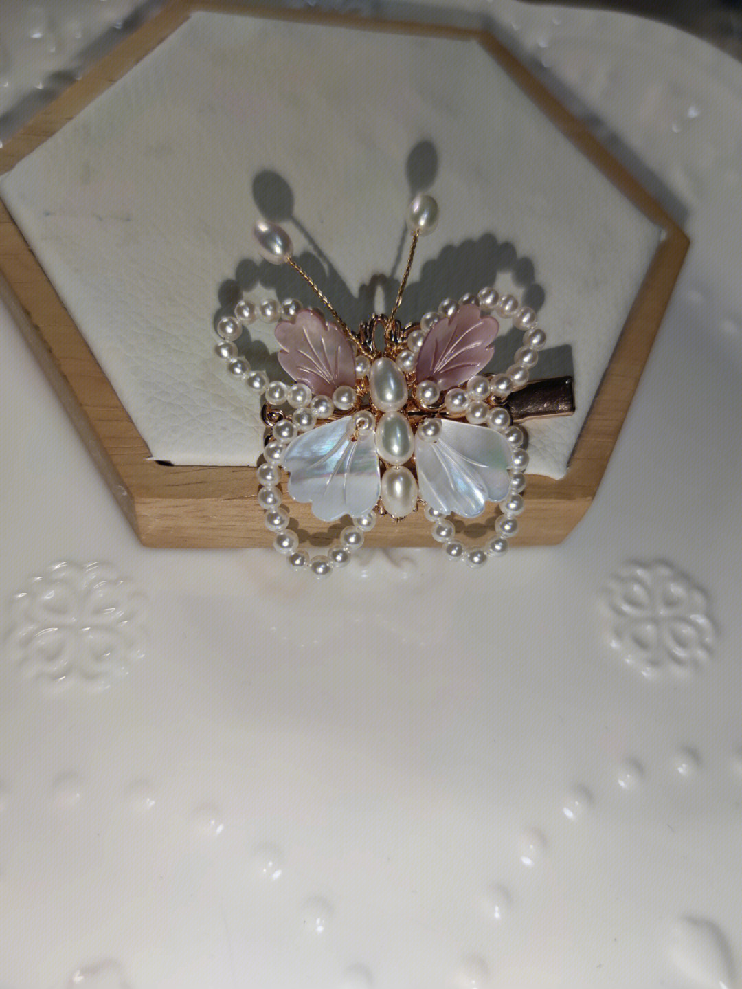 客订小蝴蝶发夹～一对80包邮非偏远～米型珍珠都是淡水珍珠小个圆形的