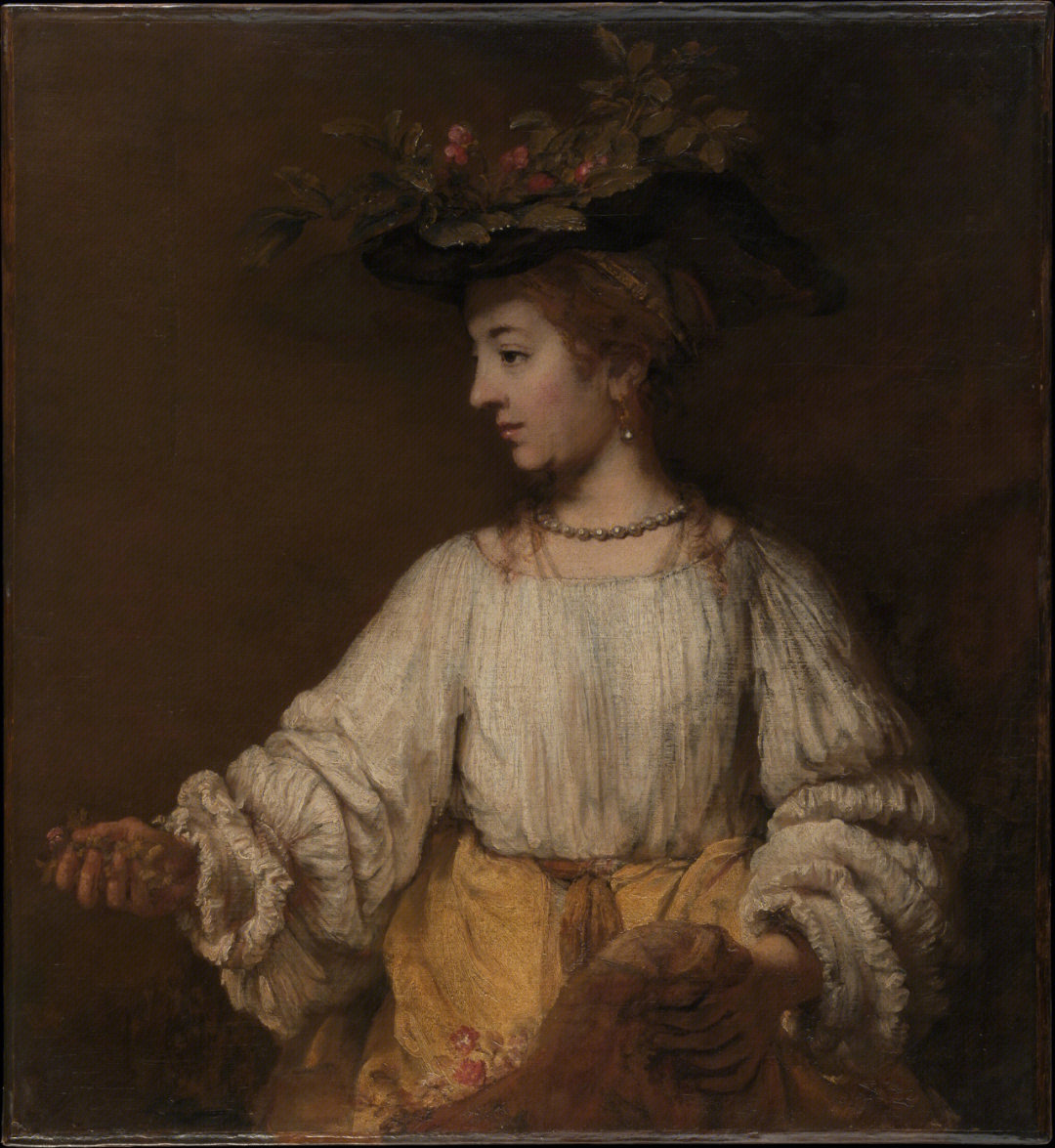 画家:伦勃朗·弗洛拉是罗马春天和花朵的女神,她经常是艺术作品里受
