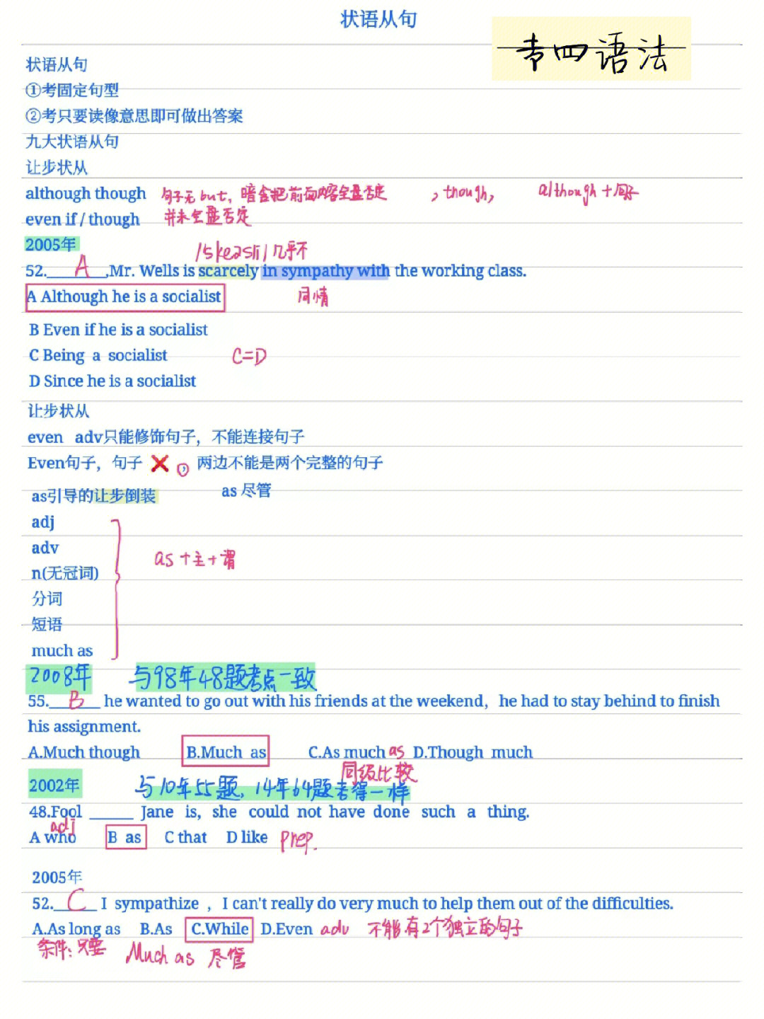 九大状语从句顺口溜图片