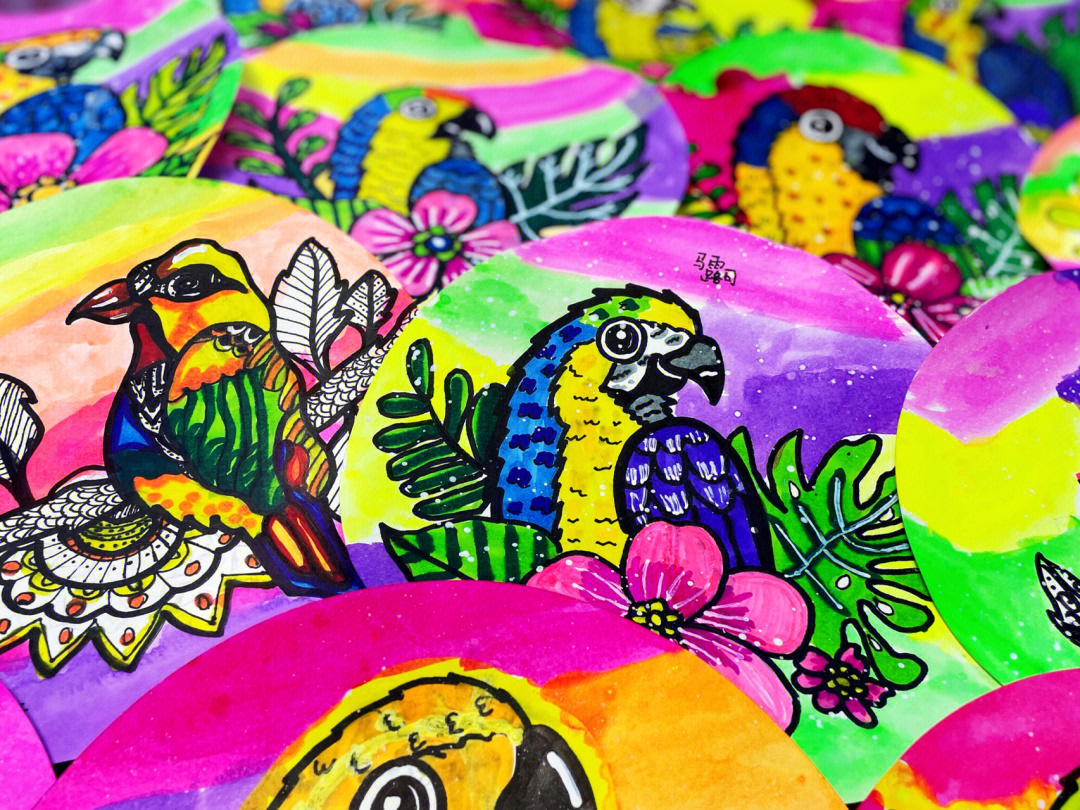 鹦鹉简笔画涂色彩色图片