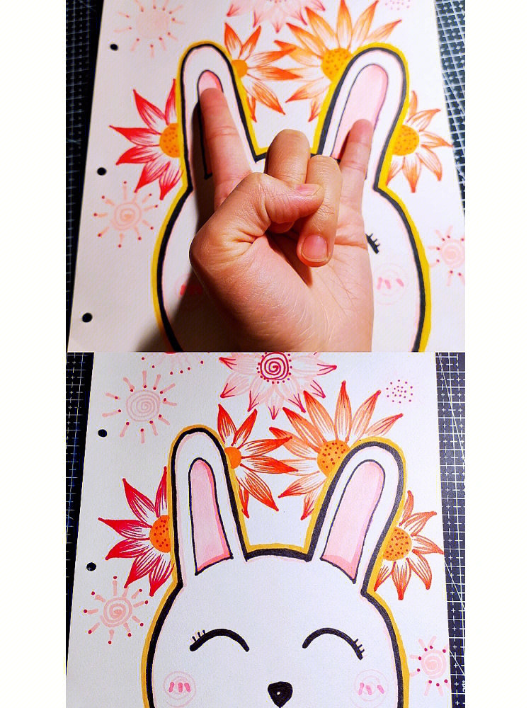 手掌画可爱的小兔子