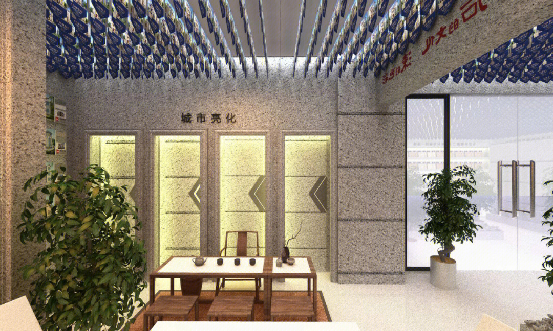 仿石漆展厅效果图图片