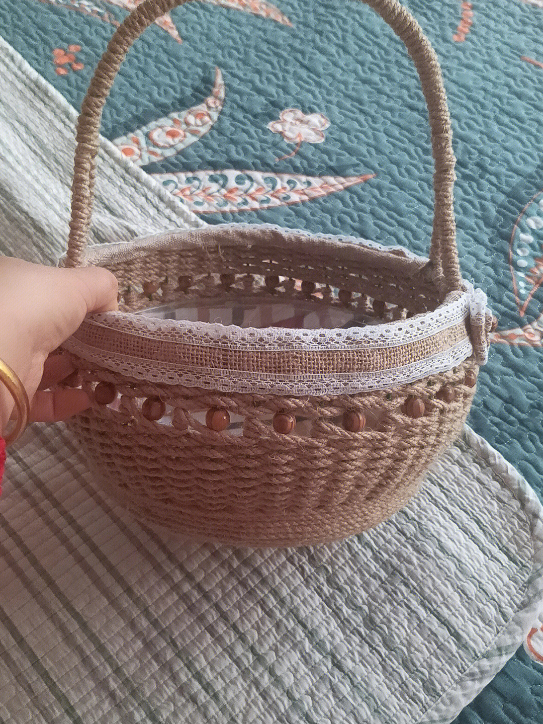 麻绳手工编织篮子方法图片