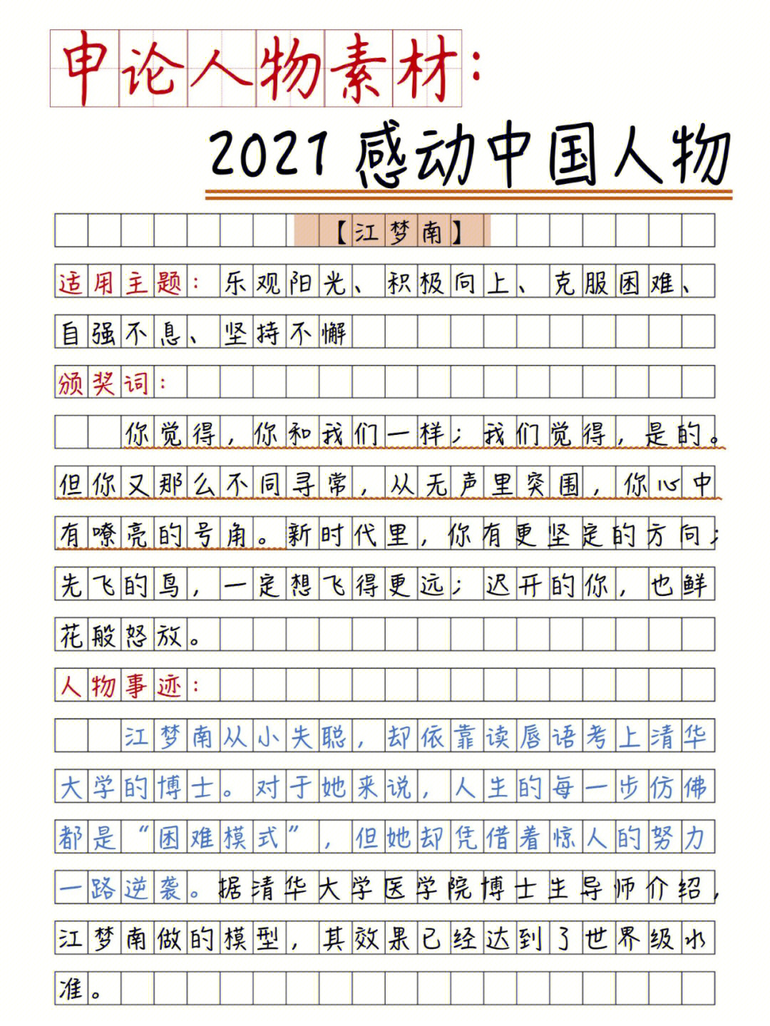 2021最新人物素材200字图片