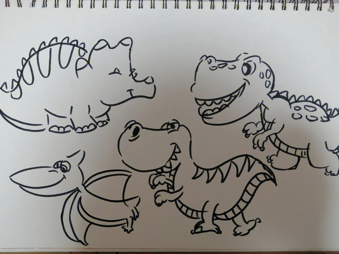 少儿简单美术 创意简笔画恐龙的画法详细步骤 咿咿呀呀儿童手工网