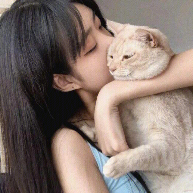 人抱着猫的情侣头像图片