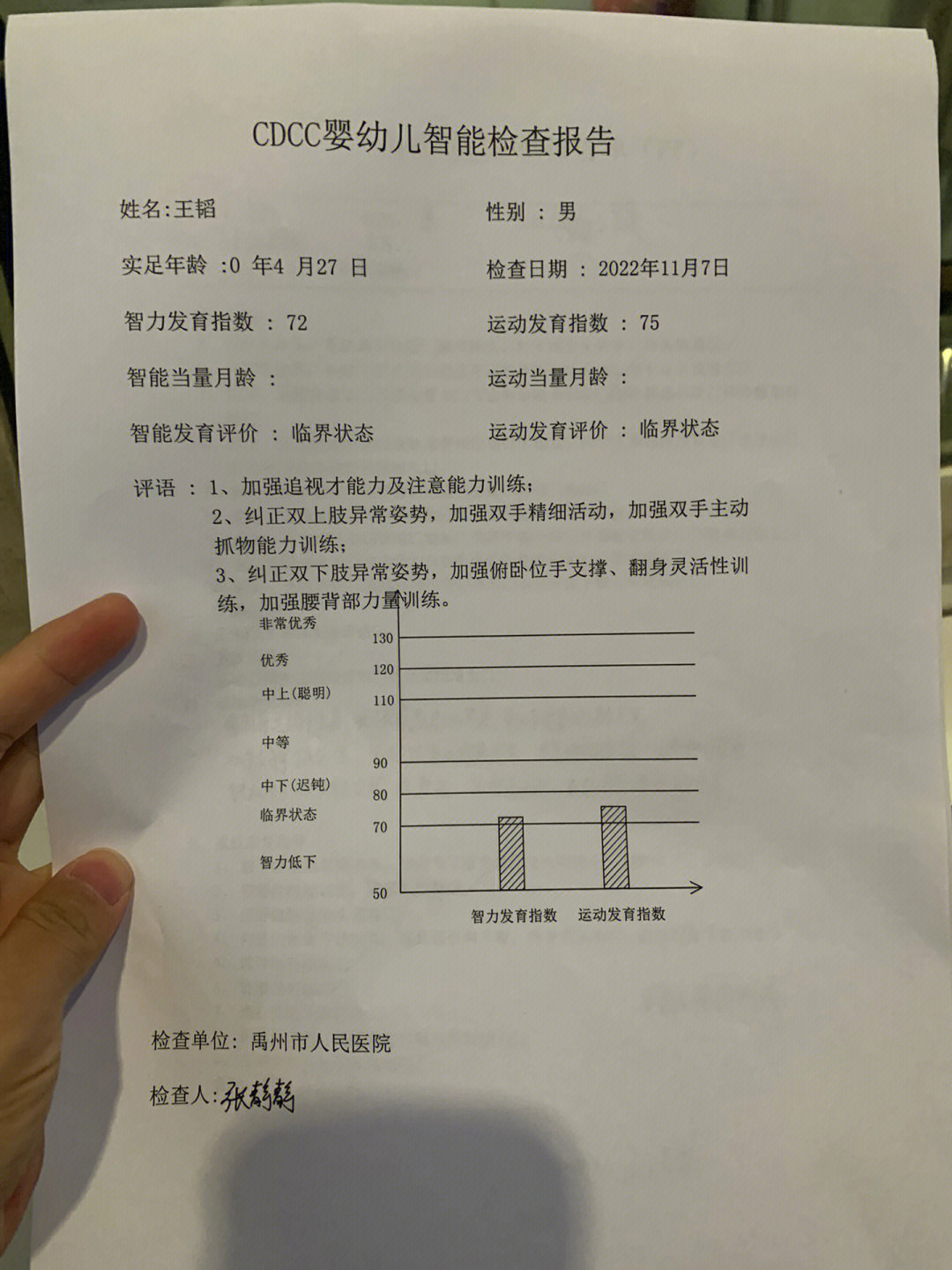 五个月儿保发育迟缓不及格