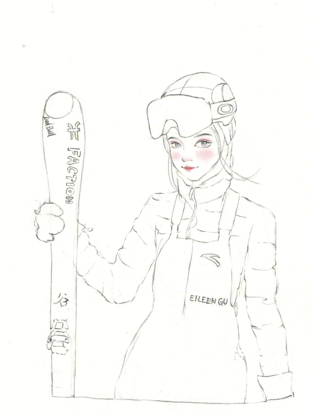 谷爱凌滑雪的简笔画图片