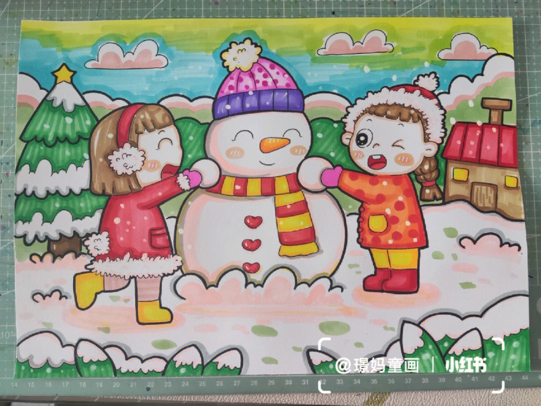 下雪了幼儿绘画作品图片