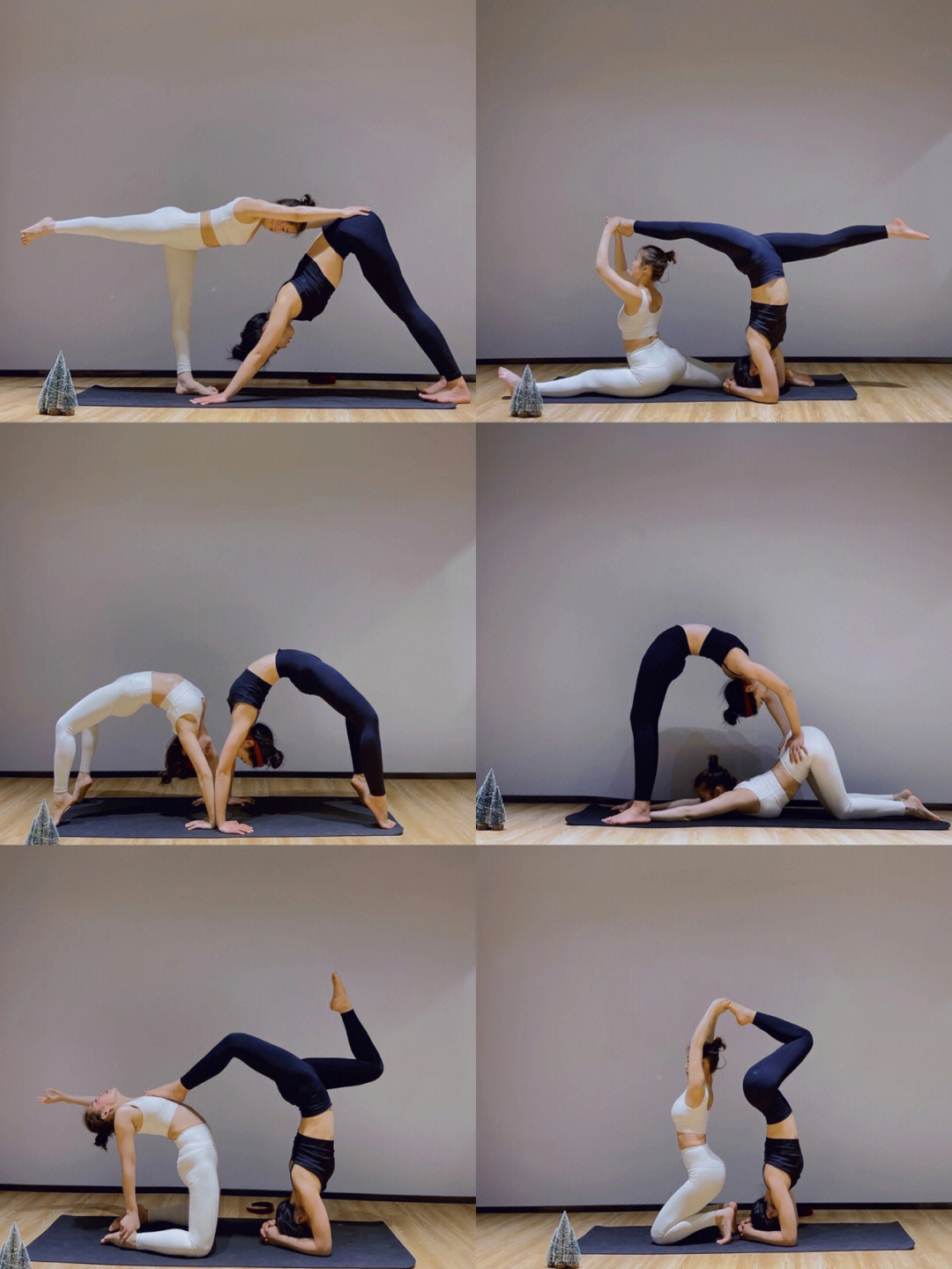 两组双人瑜伽体式动作图片