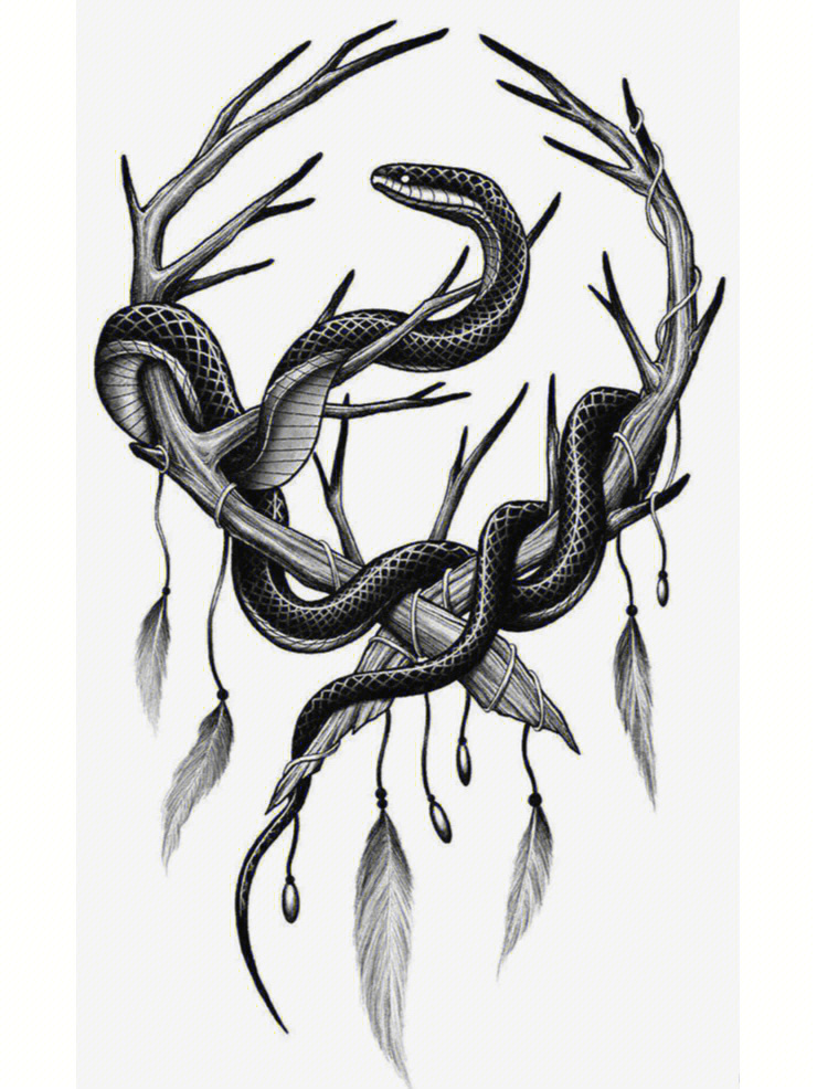 蟒蛇纹身手稿满背图片