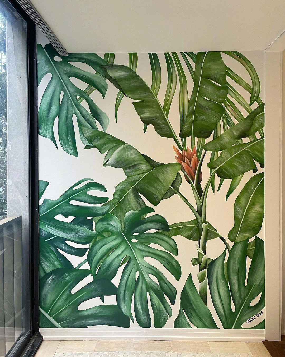 手绘热带植物墙绘