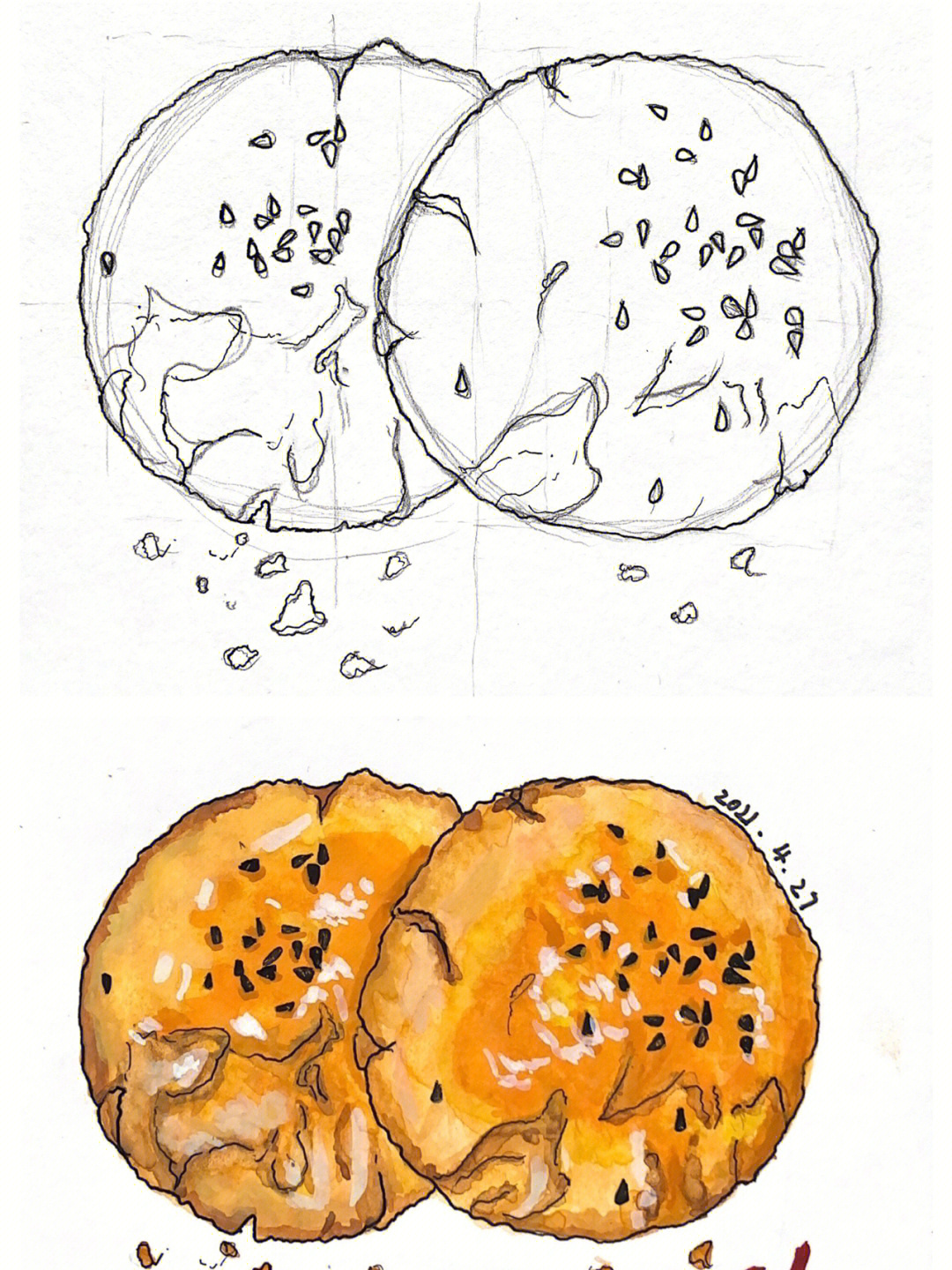 桃酥饼简笔画图片