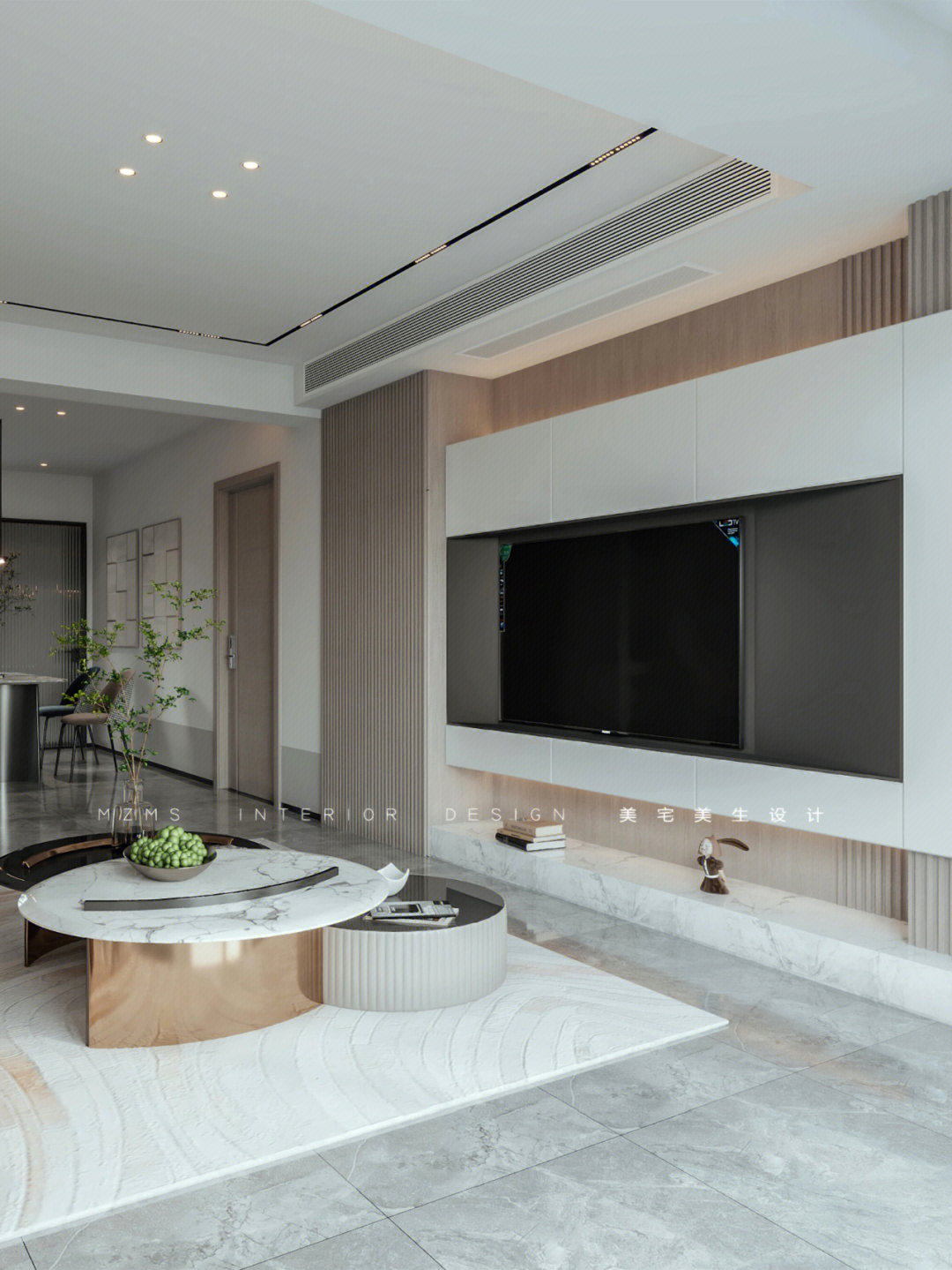 木格栅 隐形门 卧室门也能与电视墙融为一体